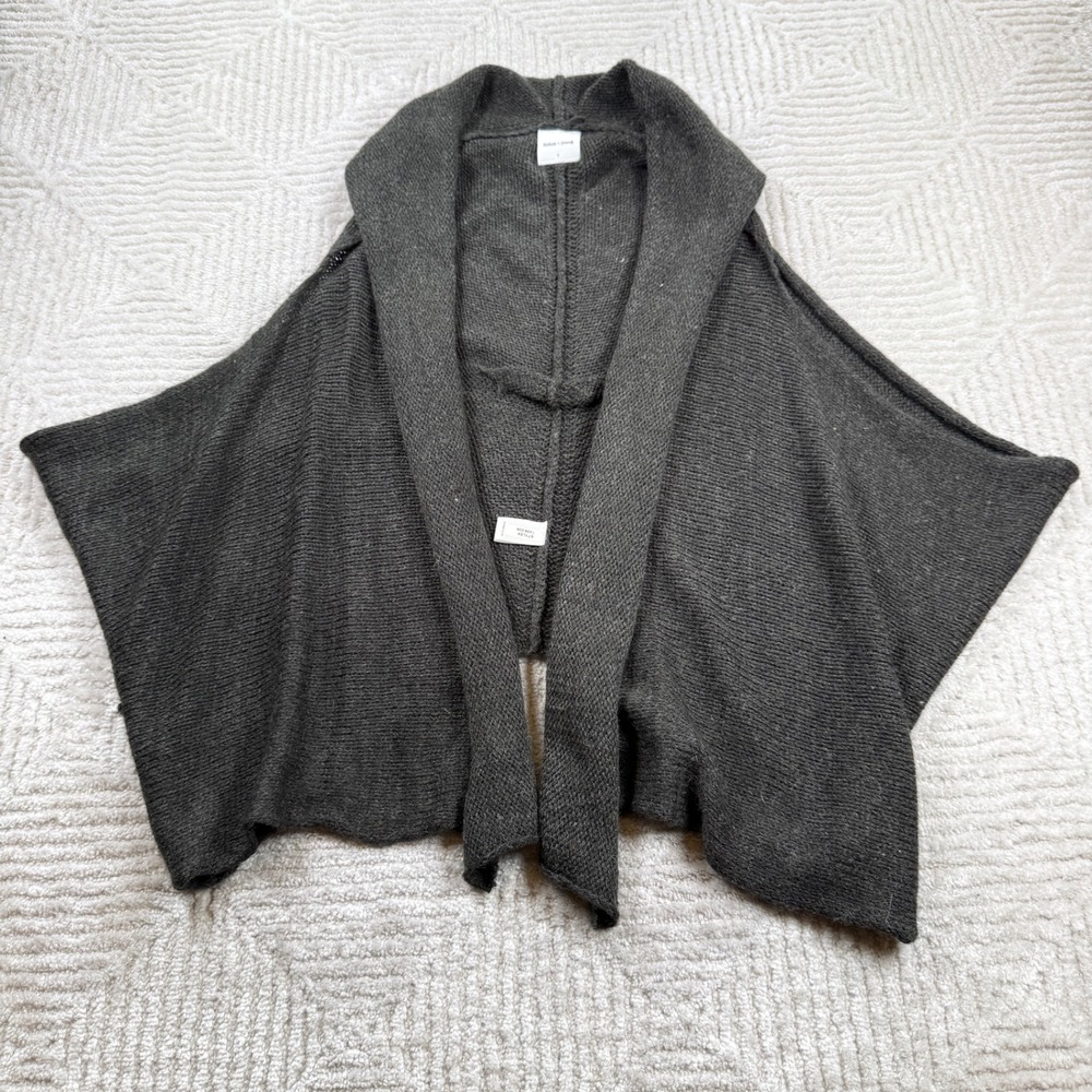 Bishop + Young Shrug Cardigan Women's Small Gray Open Front Shawl Lagenlook Cozy